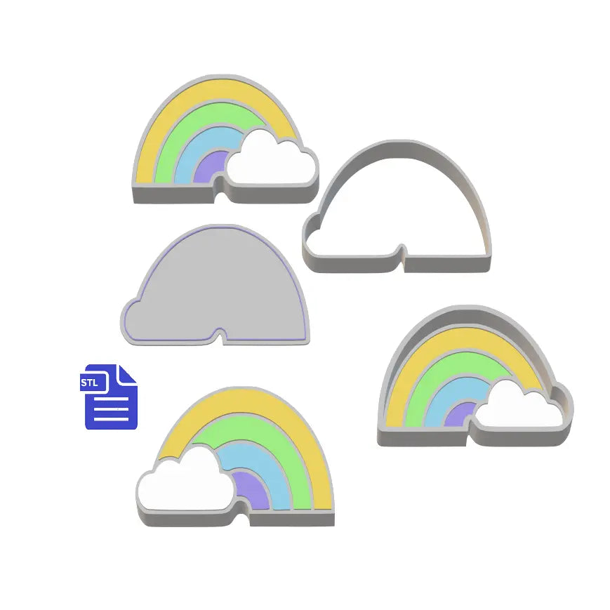 1pc & 3pc Rainbow Cloud Bath Bomb Mold STL File - for 3D printing - FILE ONLY - mold for making bath bombs solid shampoo shower steamers - The Crafts and Glitter Shop