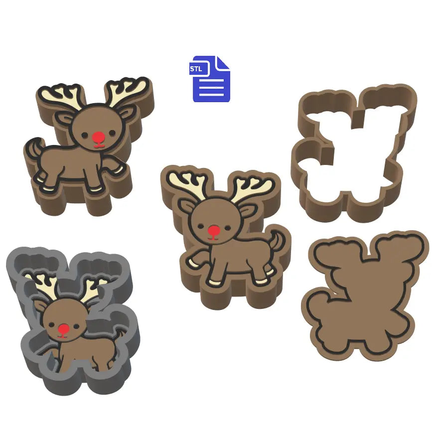 1pc & 3pc Reindeer Bath Bomb Mold STL File - for 3D printing - FILE ONLY - mold for bath bombs solid shampoo shower steamers - The Crafts and Glitter Shop
