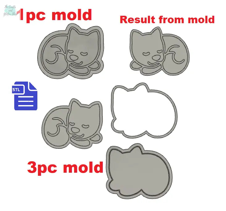 1pc & 3pc Sleeping Shiba Inu Dog Bath Bomb Mold STL File - for 3D printing - FILE ONLY - mold for bath bombs shower steamers solid shampoo bars - The Crafts and Glitter Shop