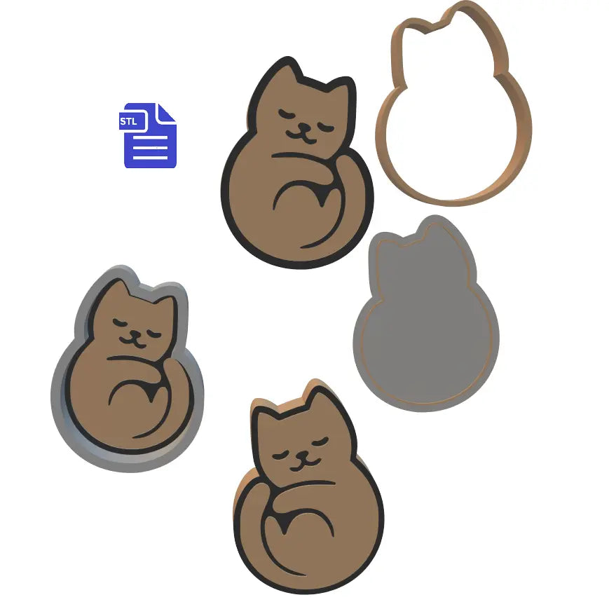 1pc & 3pc Sleepy Cat Bath Bomb Mold STL File - for 3D printing - FILE ONLY - The Crafts and Glitter Shop