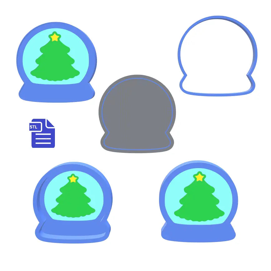 1pc & 3pc Snowglobe Bath Bomb Mold STL File - for 3D printing - FILE ONLY - The Crafts and Glitter Shop