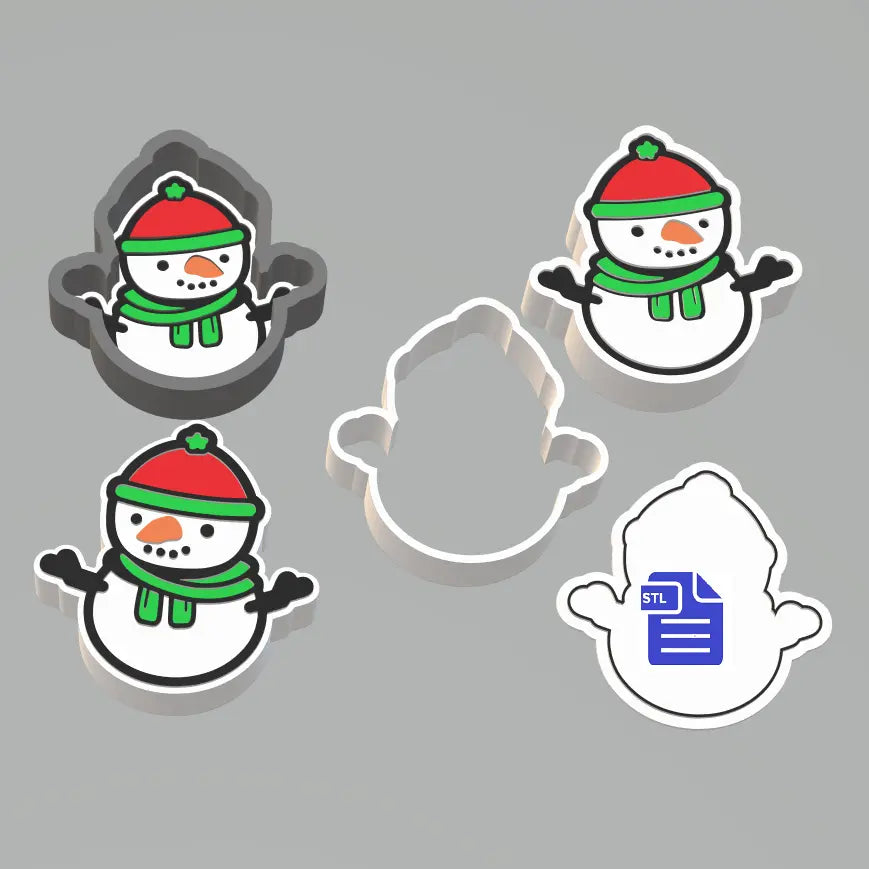 1pc & 3pc Snowman Bath Bomb Mold STL File - for 3D printing - FILE ONLY - The Crafts and Glitter Shop