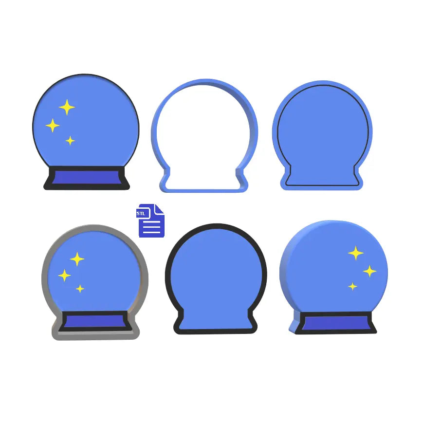 1pc, 2pc & 3pc Crystal Ball Bath Bomb Mold STL File - for 3D printing - FILE ONLY - The Crafts and Glitter Shop