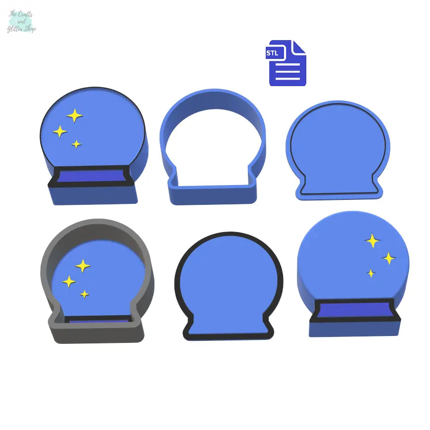 1pc, 2pc & 3pc Crystal Ball Bath Bomb Mold STL File - for 3D printing - FILE ONLY - The Crafts and Glitter Shop