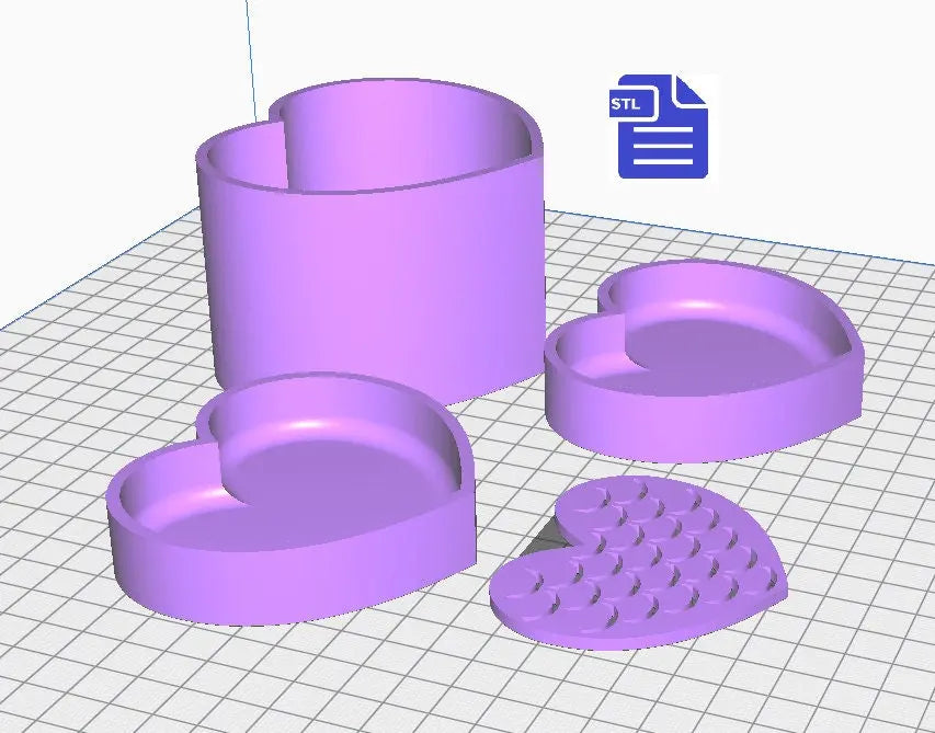 2 in 1 Heart Bath Bomb Mold STL File