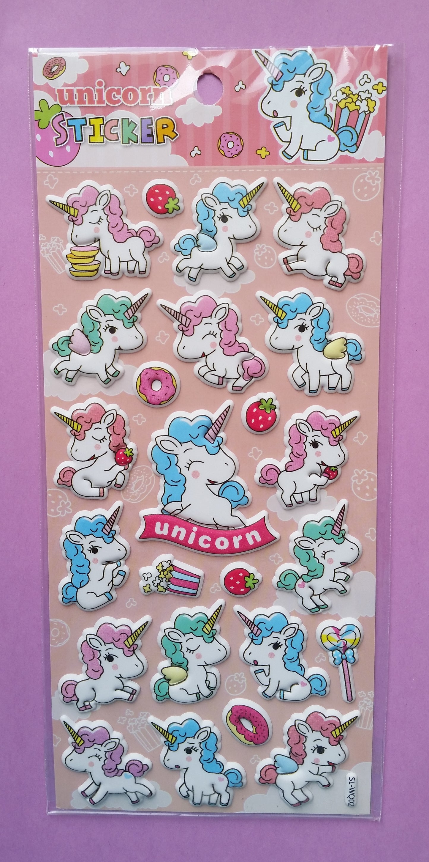Unicorn Puffy Stickers - 1 Sheet