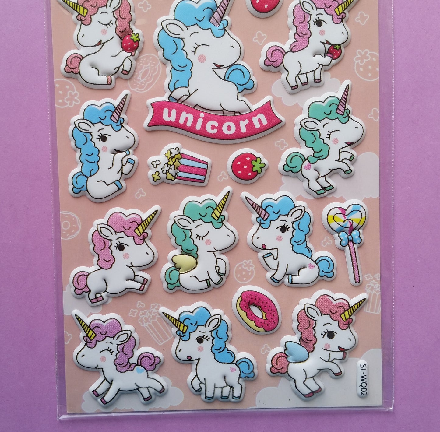 Unicorn Puffy Stickers - 1 Sheet