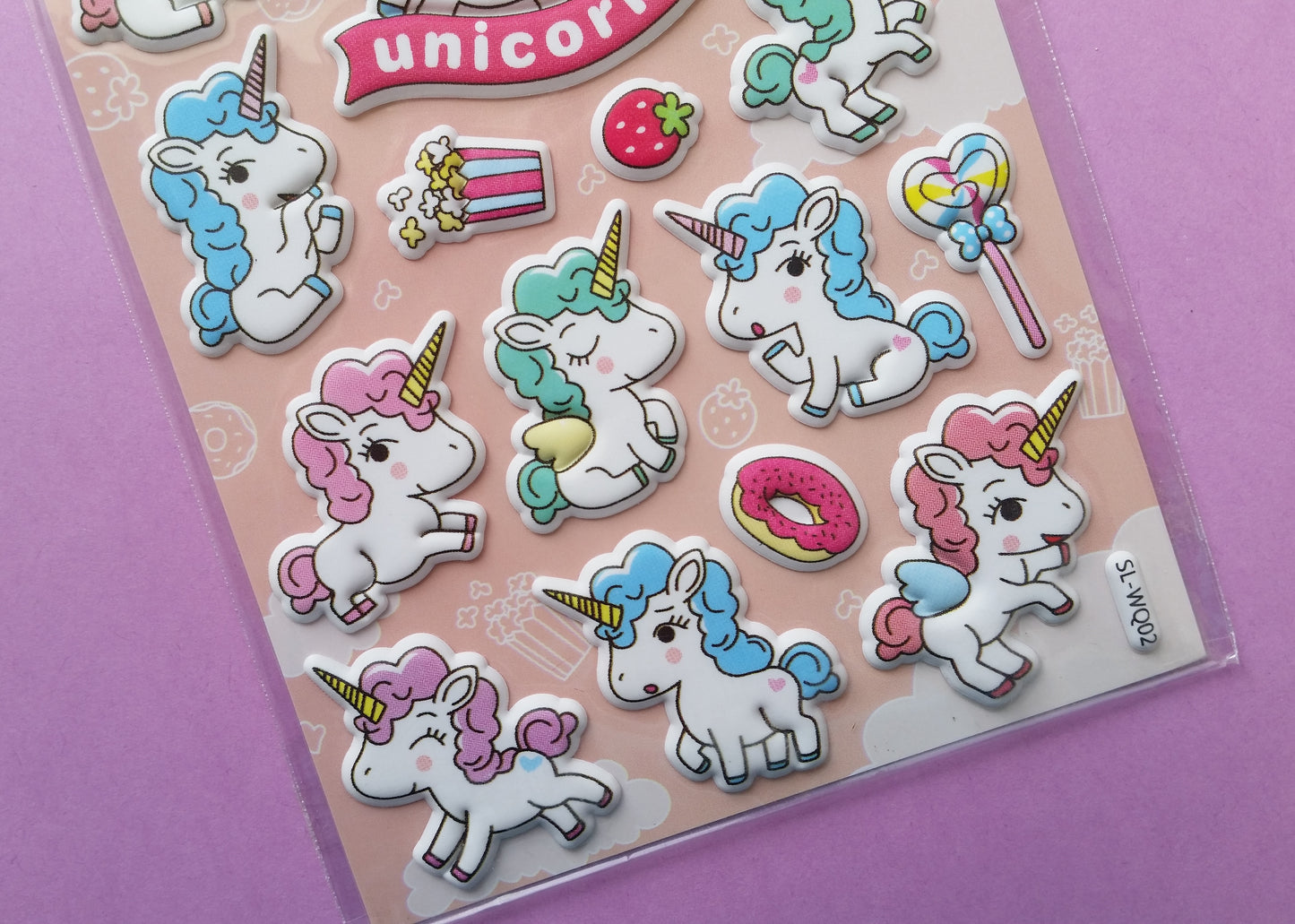 Unicorn Puffy Stickers - 1 Sheet