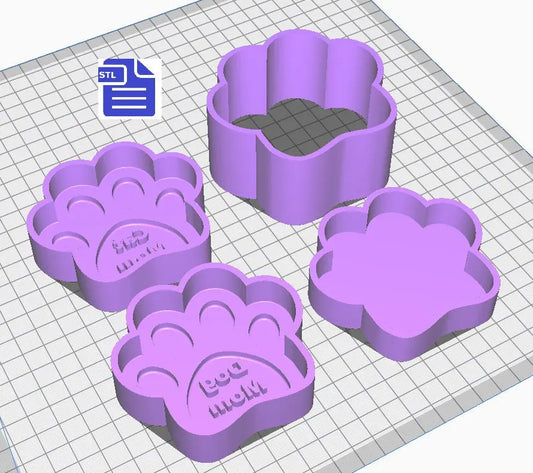 2in1 Dog & Cat Mom Paws Bath Bomb Mold STL File - for 3D printing - FILE ONLY - 2 in 1 3 piece Pet Mom Bath Bomb Hand Press Mould - The Crafts and Glitter Shop