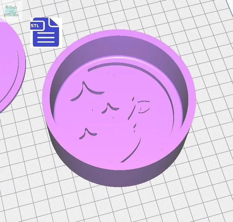 2pc Crescent & Stars Bath Bomb Mold STL File