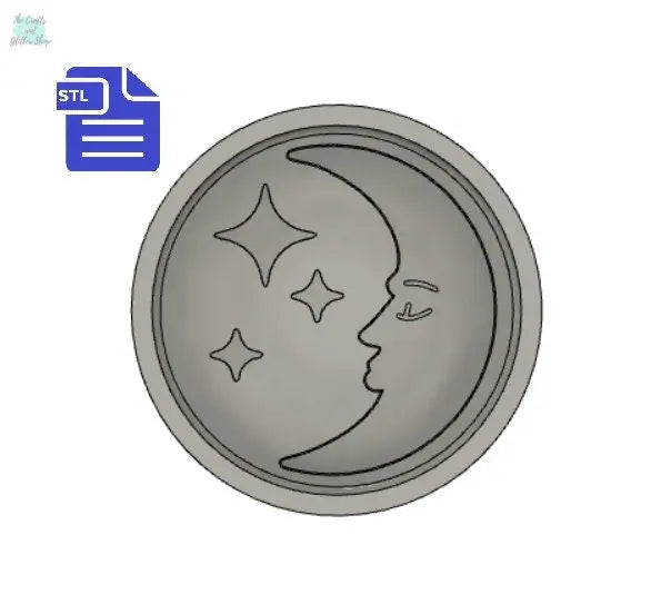 2pc Crescent & Stars Bath Bomb Mold STL File