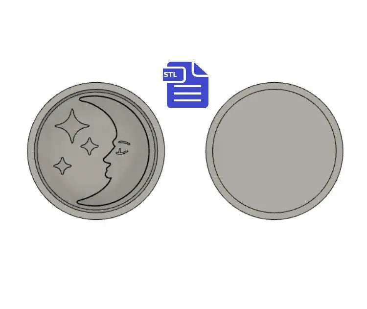 2pc Crescent & Stars Bath Bomb Mold STL File