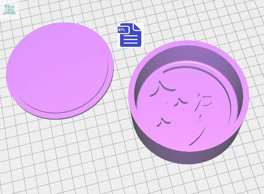 2pc Crescent & Stars Bath Bomb Mold STL File