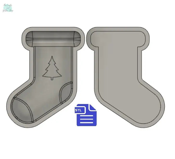 2pc Holiday Stocking Bath Bomb Mold STL File