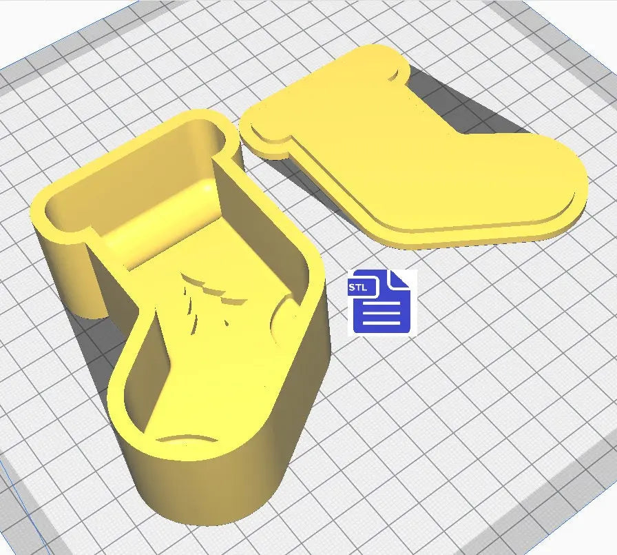 2pc Holiday Stocking Bath Bomb Mold STL File - for 3D printing - FILE ONLY - Christmas Bath Bomb Press - Xmas Shower Steamer Mould - The Crafts and Glitter Shop