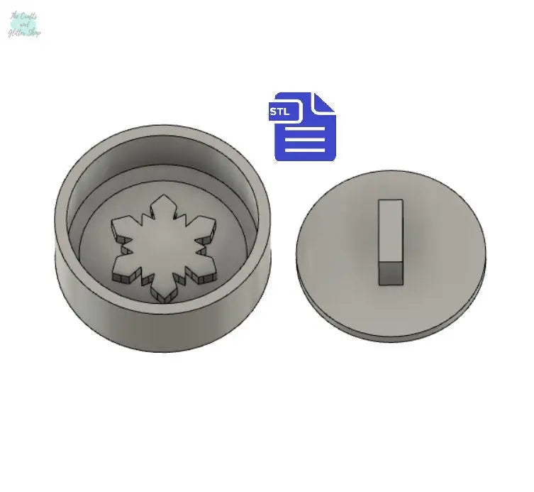 2pc Snowflake Bath Bomb Press Mold STL File - for 3D printing - FILE ONLY - Bath Bomb Mold - Shower Steamer Mold - Circle Bath Bomb Press