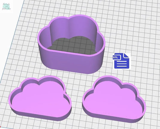 3 Piece Cloud Bath Bomb Mold STL File - for 3D printing - FILE ONLY - Cloud Bath Bomb Press Mould - Shower Steamer Hand Press Mold