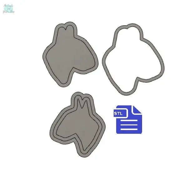3 pc Bull Terrier Bath Bomb Mold STL File