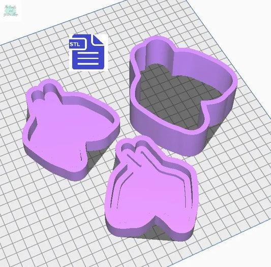 3 pc Bull Terrier Bath Bomb Mold STL File