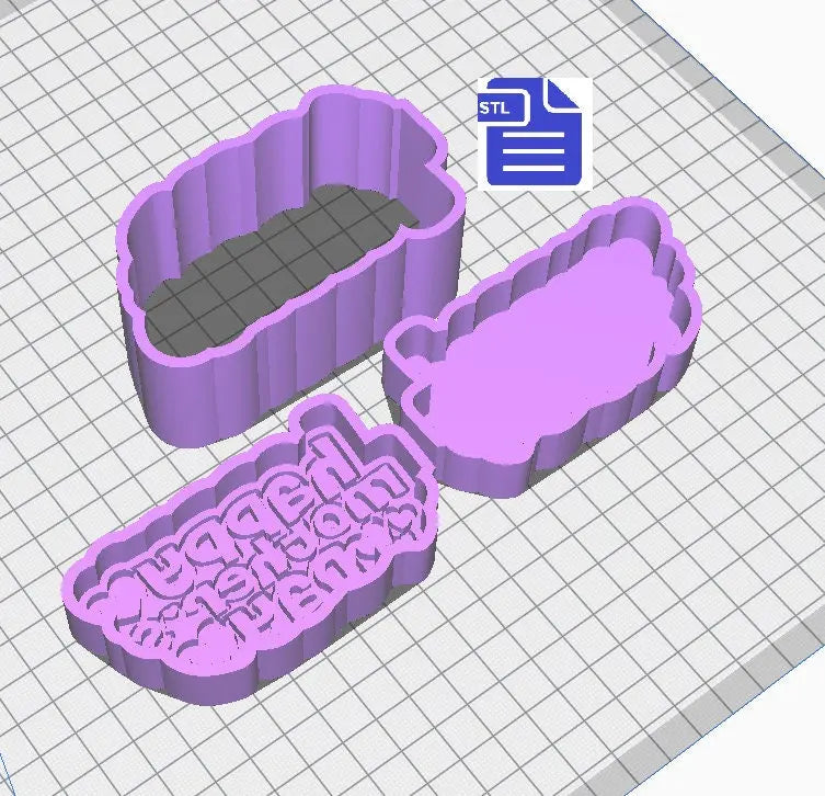 3 pc Happy Mother's Day Bath Bomb Mold STL File - for 3D printing - FILE ONLY - 3 piece Mother's Day Bath Bomb Hand Press Mould with hearts - The Crafts and Glitter Shop