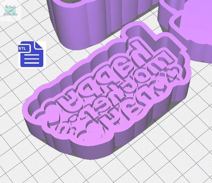 3 pc Happy Mother's Day Bath Bomb Mold STL File - for 3D printing - FILE ONLY - 3 piece Mother's Day Bath Bomb Hand Press Mould with hearts - The Crafts and Glitter Shop