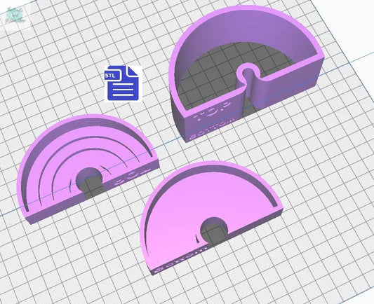 3 pc Rainbow Bath Bomb Mold STL File - for 3D printing - FILE ONLY - 3 piece hand press bath bomb mold - The Crafts and Glitter Shop
