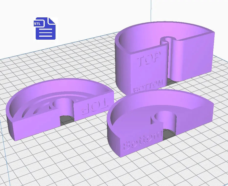 3 pc Rainbow Bath Bomb Mold STL File - for 3D printing - FILE ONLY - 3 piece hand press bath bomb mold - The Crafts and Glitter Shop