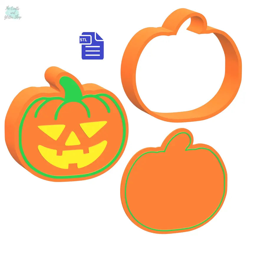 3 piece Pumpkin Bath Bomb Mold STL File - for 3D printing - FILE ONLY - 3 part Halloween pumpkin push mold for bath bombs shower steamers - The Crafts and Glitter Shop