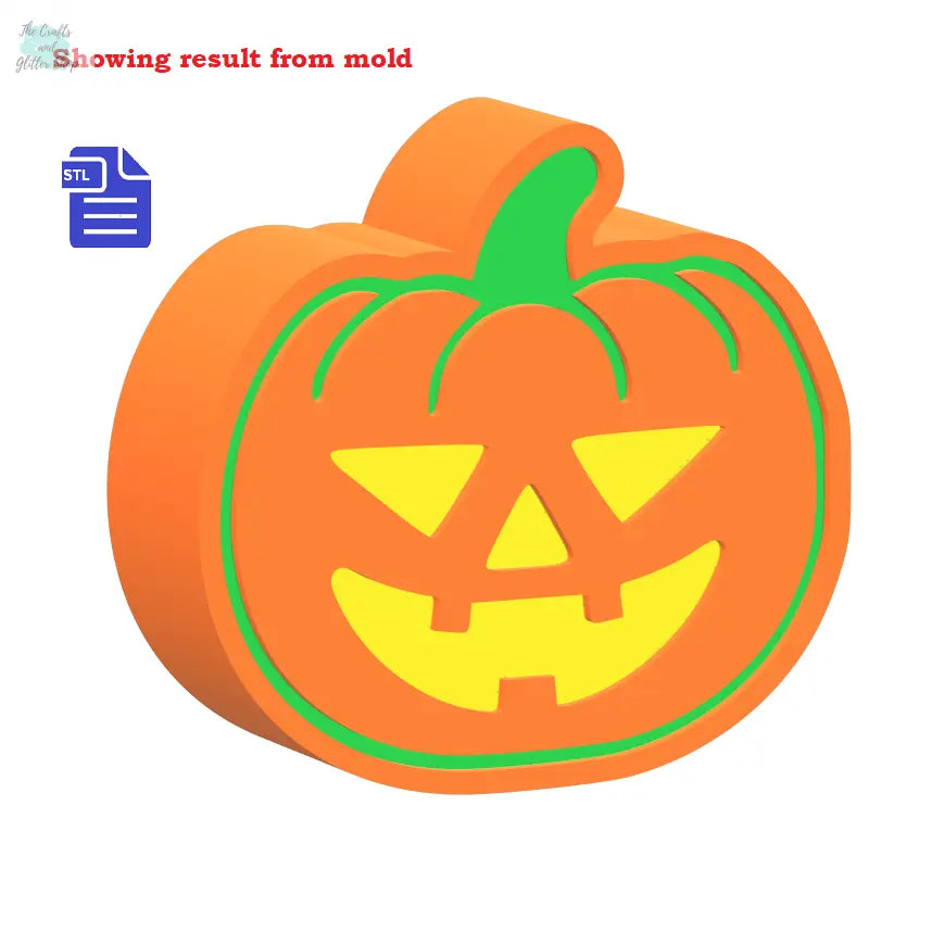 3 piece Pumpkin Bath Bomb Mold STL File - for 3D printing - FILE ONLY - 3 part Halloween pumpkin push mold for bath bombs shower steamers - The Crafts and Glitter Shop