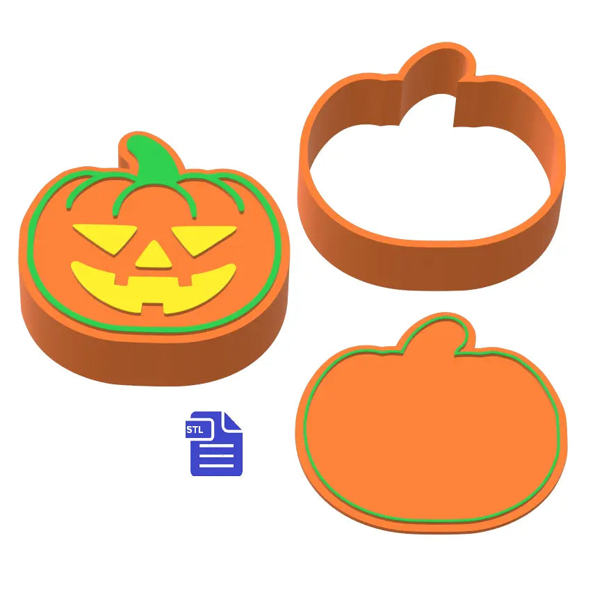 3 piece Pumpkin Bath Bomb Mold STL File - for 3D printing - FILE ONLY - 3 part Halloween pumpkin push mold for bath bombs shower steamers - The Crafts and Glitter Shop