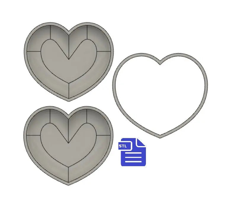 3D Bubble Heart Bath Bomb Mold STL File - for 3D printing - FILE ONLY - Puffy Heart Bath Bomb Press - Shower Steamer Bar Mold