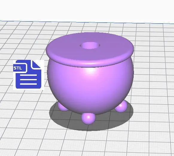 3D Cauldron Straw Topper STL File - for 3D printing - FILE ONLY - Instant Digital Download