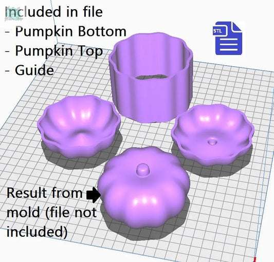 3D Pumpkin Bath Bomb Mold STL File - for 3D printing - FILE ONLY - 3 piece Bath Bomb Hand Press Mould - Shower Steamer Pumpkin Mold - The Crafts and Glitter Shop