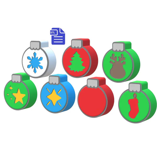 3pc 7in1 Christmas Bauble Bath Bomb Mold STL File - for 3D printing - FILE ONLY - 3 part Xmas Ornament Manual Hand Press Mould - 7 designs - The Crafts and Glitter Shop