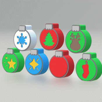 3pc 7in1 Christmas Bauble Bath Bomb Mold STL File - for 3D printing - FILE ONLY - 3 part Xmas Ornament Manual Hand Press Mould - 7 designs - The Crafts and Glitter Shop