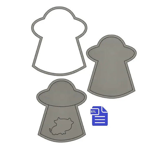 3pc Abducted Cow Bath Bomb Mold STL File - for 3D printing - FILE ONLY - 3 piece Hand Press Mould - The Crafts and Glitter Shop