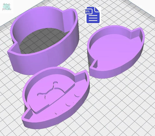 3pc Alien Spaceship Bath Bomb Mold STL File - for 3D printing - FILE ONLY - 3 piece Hand Press Mould