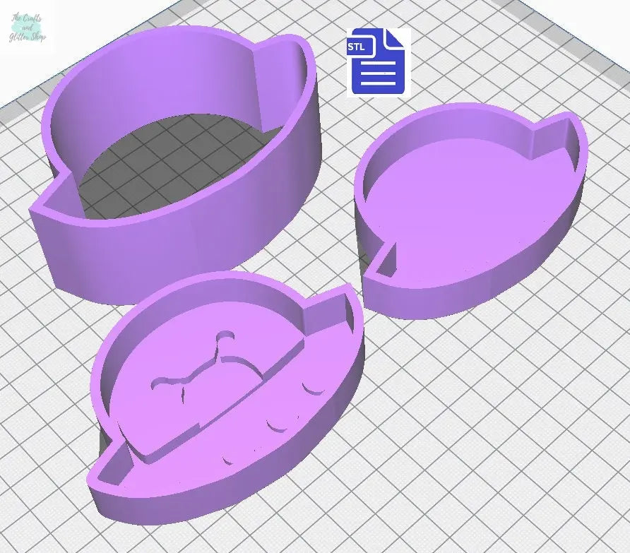 3pc Alien Spaceship Bath Bomb Mold STL File - for 3D printing - FILE ONLY - 3 piece Hand Press Mould