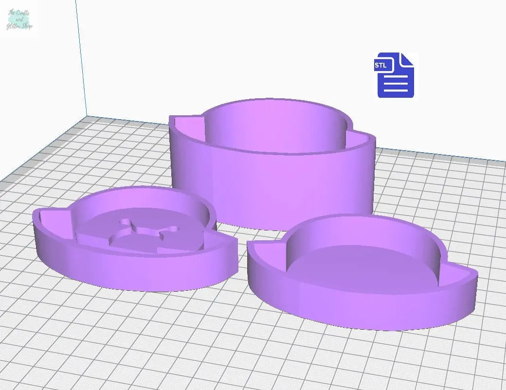 3pc Alien Spaceship Bath Bomb Mold STL File - for 3D printing - FILE ONLY - 3 piece Hand Press Mould