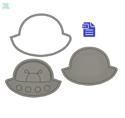 3pc Alien Spaceship Bath Bomb Mold STL File - for 3D printing - FILE ONLY - 3 piece Hand Press Mould - The Crafts and Glitter Shop