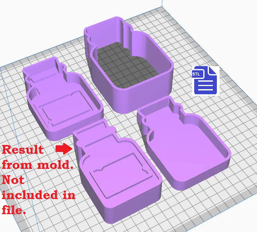 3pc Apothecary Jar Bath Bomb Mold STL File - for 3D printing - FILE ONLY - 3 piece hand press bath bomb mould - The Crafts and Glitter Shop