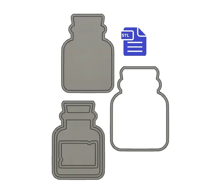 3pc Apothecary Jar Bath Bomb Mold STL File - for 3D printing - FILE ONLY - 3 piece hand press bath bomb mould - The Crafts and Glitter Shop