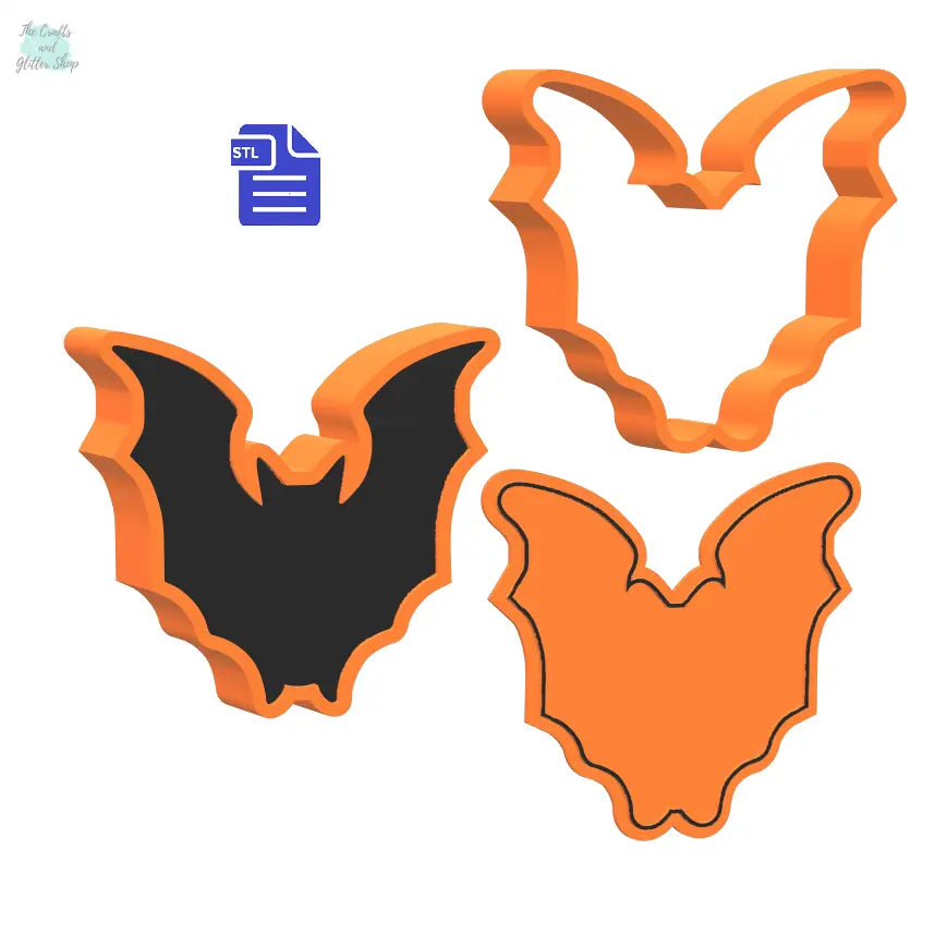 3pc Bat Bath Bomb Mold STL File - for 3D printing - FILE ONLY - 3 piece Bat Push Mold for bath bombs shower steamers solid shampoo fizzers - The Crafts and Glitter Shop