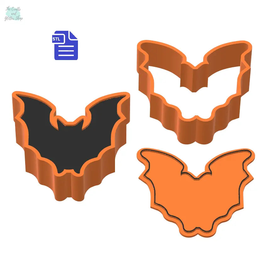 3pc Bat Bath Bomb Mold STL File - for 3D printing - FILE ONLY - 3 piece Bat Push Mold for bath bombs shower steamers solid shampoo fizzers - The Crafts and Glitter Shop