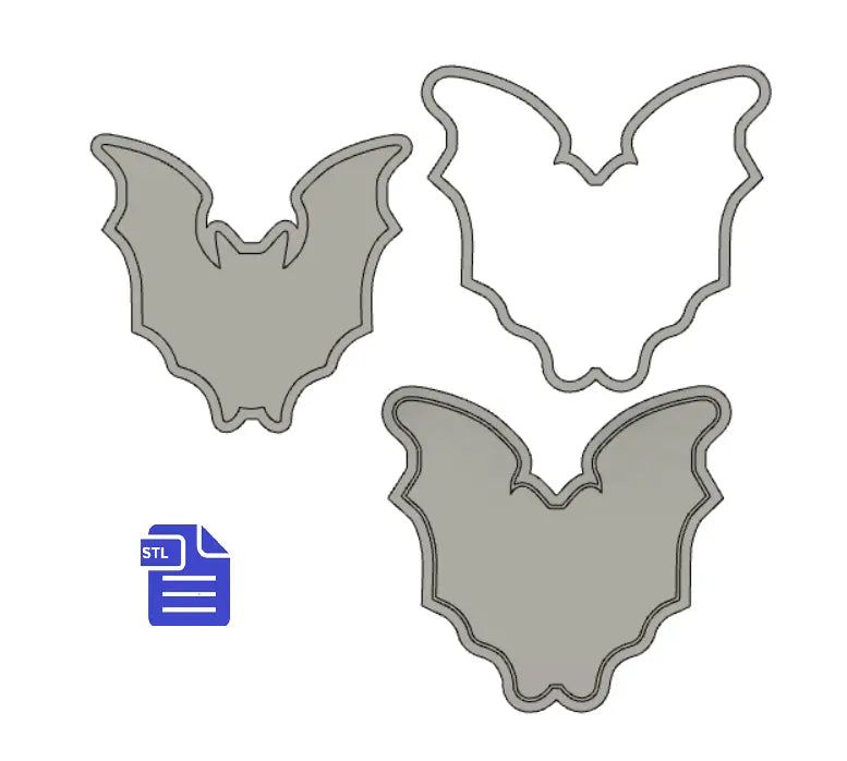 3pc Bat Bath Bomb Mold STL File - for 3D printing - FILE ONLY - 3 piece Bat Push Mold for bath bombs shower steamers solid shampoo fizzers - The Crafts and Glitter Shop