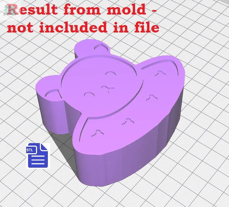 3pc Bear Spaceship Bath Bomb Mold STL File - for 3D printing - FILE ONLY - 3 piece Hand Press Mould