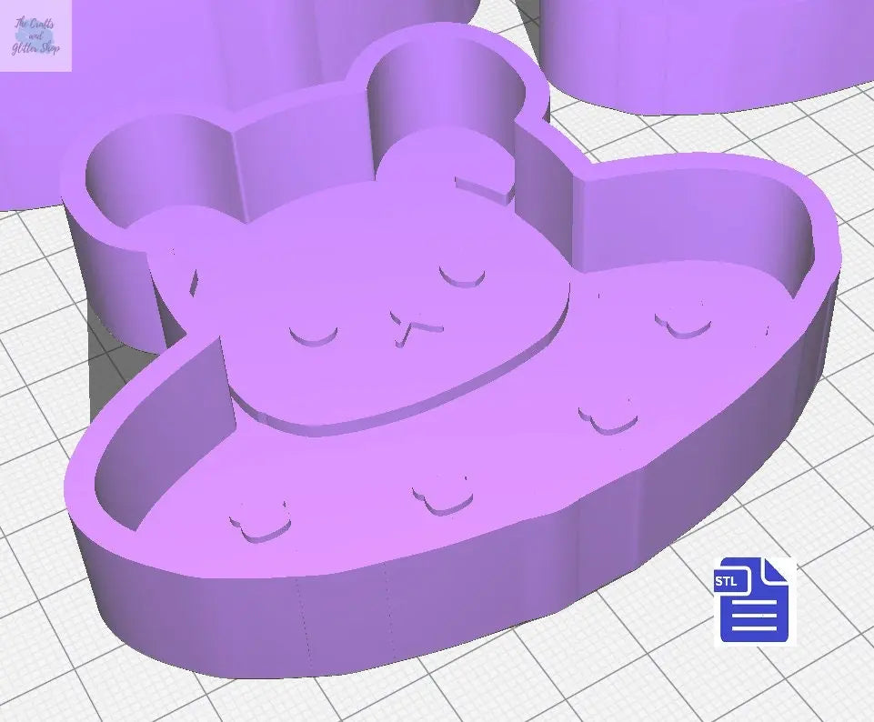 3pc Bear Spaceship Bath Bomb Mold STL File - for 3D printing - FILE ONLY - 3 piece Hand Press Mould