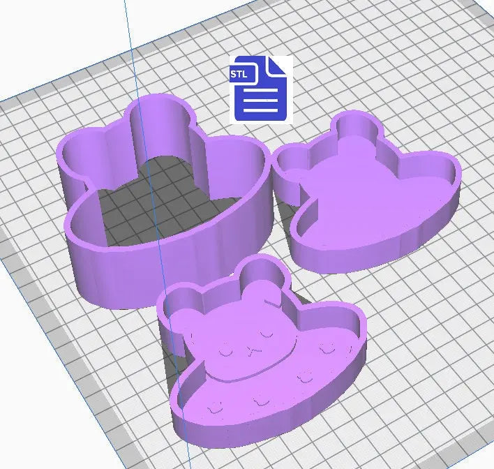 3pc Bear Spaceship Bath Bomb Mold STL File - for 3D printing - FILE ONLY - 3 piece Hand Press Mould - The Crafts and Glitter Shop