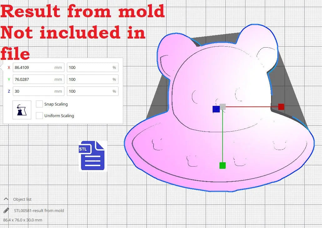 3pc Bear Spaceship Bath Bomb Mold STL File - for 3D printing - FILE ONLY - 3 piece Hand Press Mould - The Crafts and Glitter Shop