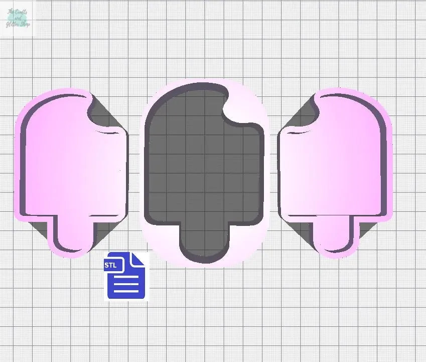 3pc Bitten Ice Lolly Bath Bomb Mold STL File - for 3D printing - FILE ONLY - 3 piece Hand Press Mould - The Crafts and Glitter Shop